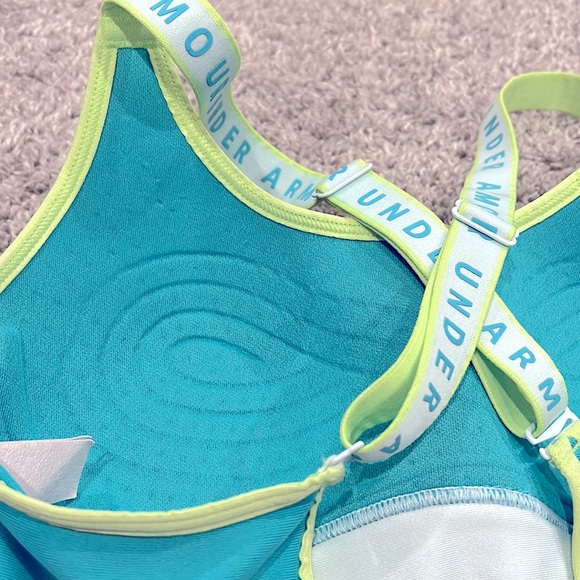 UNDER ARMOUR Women’s Crossback Low Sports Bra Turquoise Lime Green MOLDED XS - Picture 12 of 12